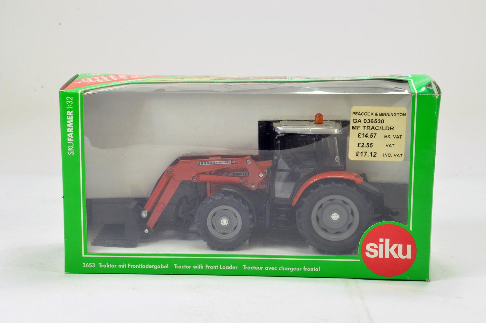 Siku 1/32 Massey Ferguson Tractor and Loader. Generally: Siku 1/32 Massey Ferguson Tractor and Loader. Generally Excellent in Box.