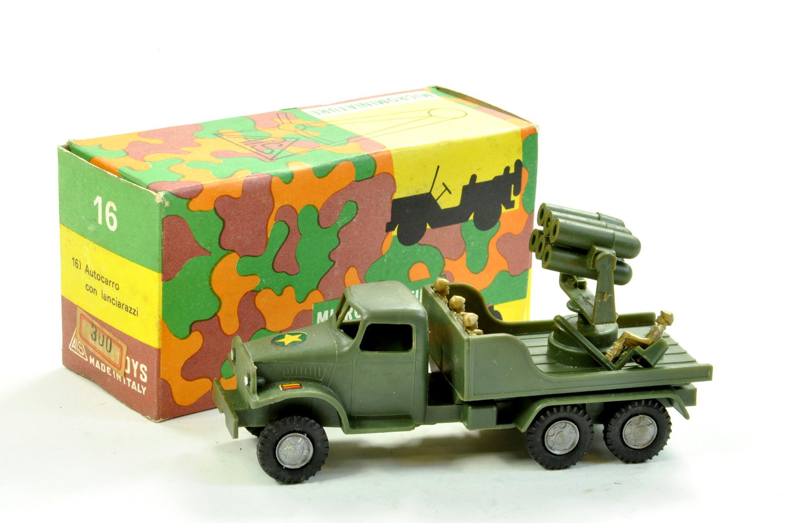 Politoys plastic military issue comprising No. 16,: Politoys plastic military issue comprising No. 16, Rocket Truck. Appears complete, gunner needs reattaching otherwise very good to excellent in very good box. Enhanced Condition Reports: We are more t
