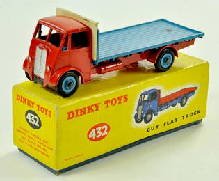 Dinky No. 432 Guy (2nd Type) Flat Truck. Issue has red