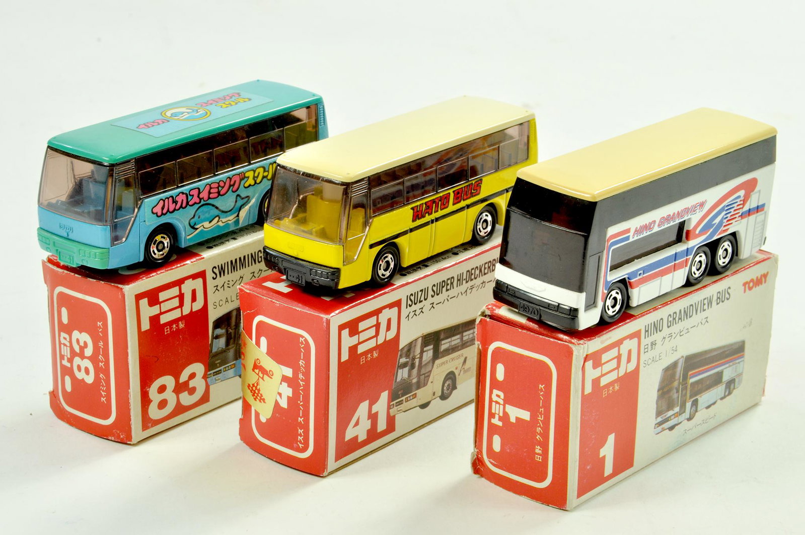 Trio of Tomy 1/54 diecast bus issues. Generally: Trio of Tomy 1/54 diecast bus issues. Generally excellent with boxes. Becoming harder to find. Note: We are always happy to provide additional images for any lot listed in addition to enhanced conditi