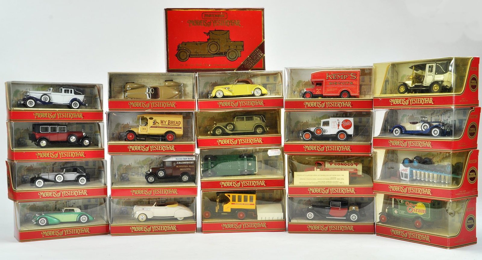 Matchbox Models of Yesteryear x 21 comprising various: Matchbox Models of Yesteryear x 21 comprising various later series issues including cars and commercials. All appear generally excellent in boxes.