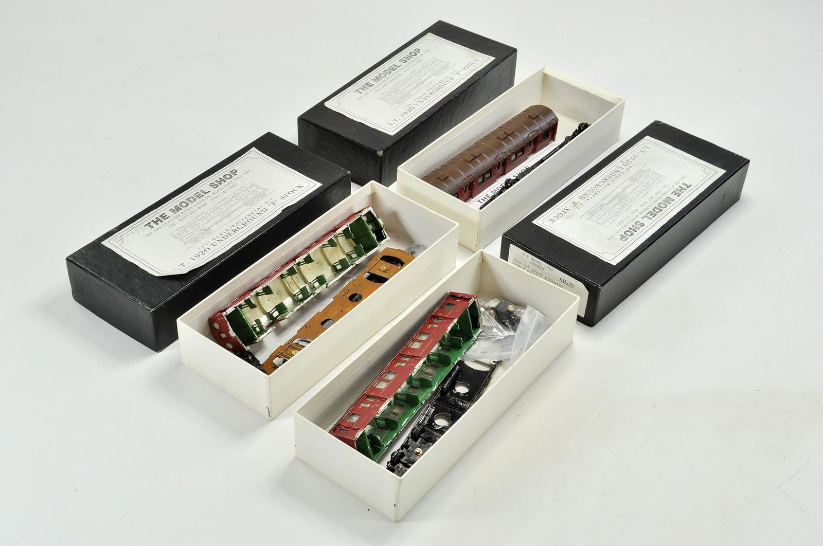 The Model Shop Trio of White Metal L.T 1920's: The Model Shop Trio of White Metal L.T 1920's Underground F Stock Kits, as shown.