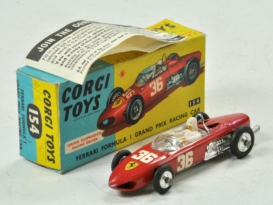 Corgi No. 154 Ferrari Formula 1 car. Red body with (1 of 2)