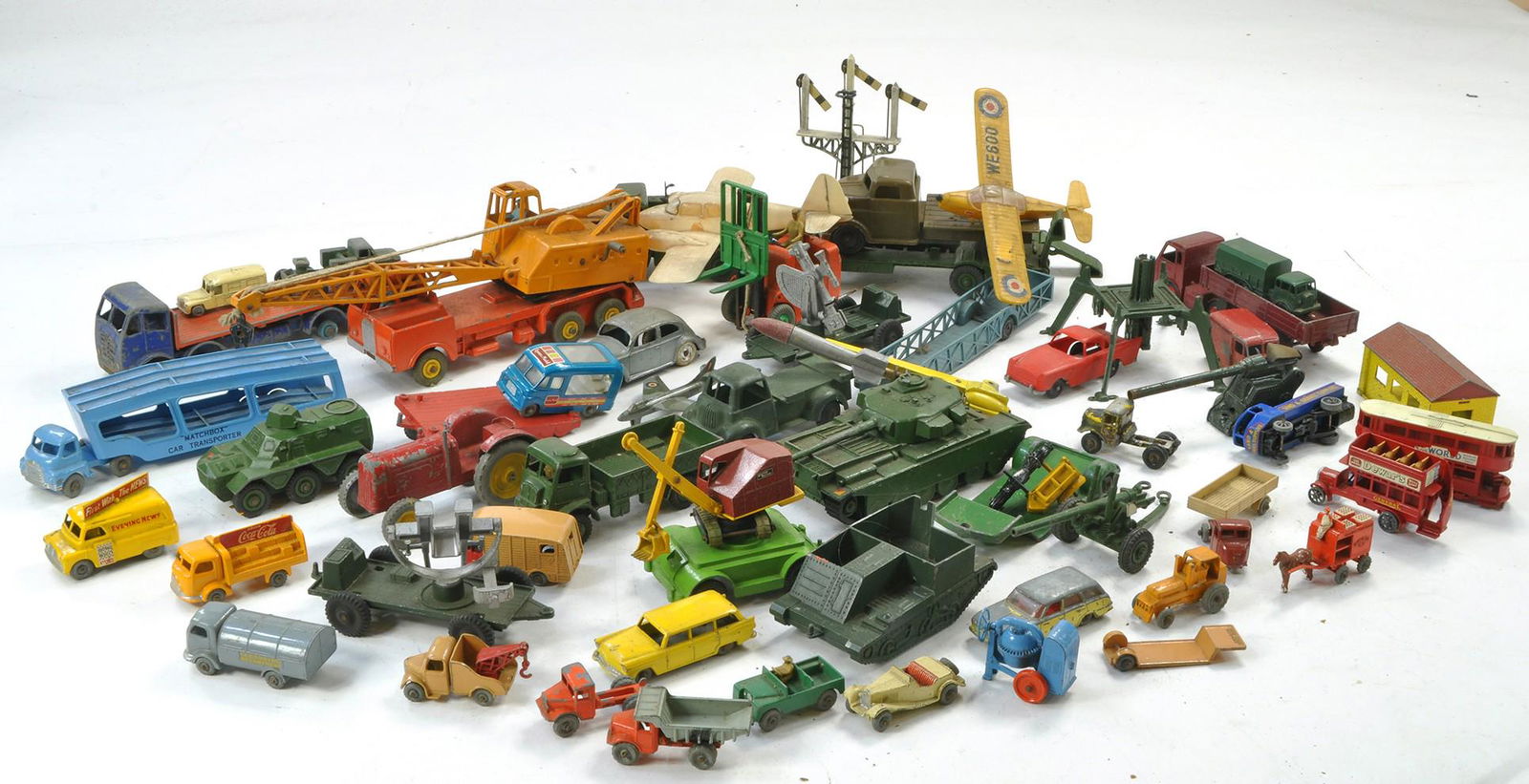 A large group of mostly worn diecast from Matchbox, Dinky and other British Makers. Including (1 of 1)