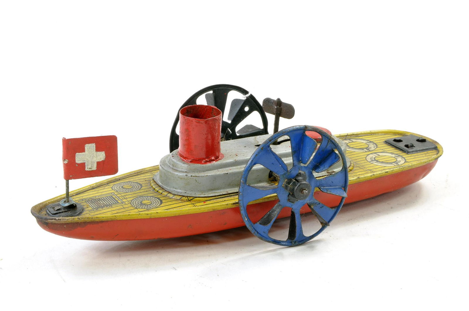Unusual German Tinplate Steam Boat, clockwork, in working order. Fair to Good. (1 of 1)
