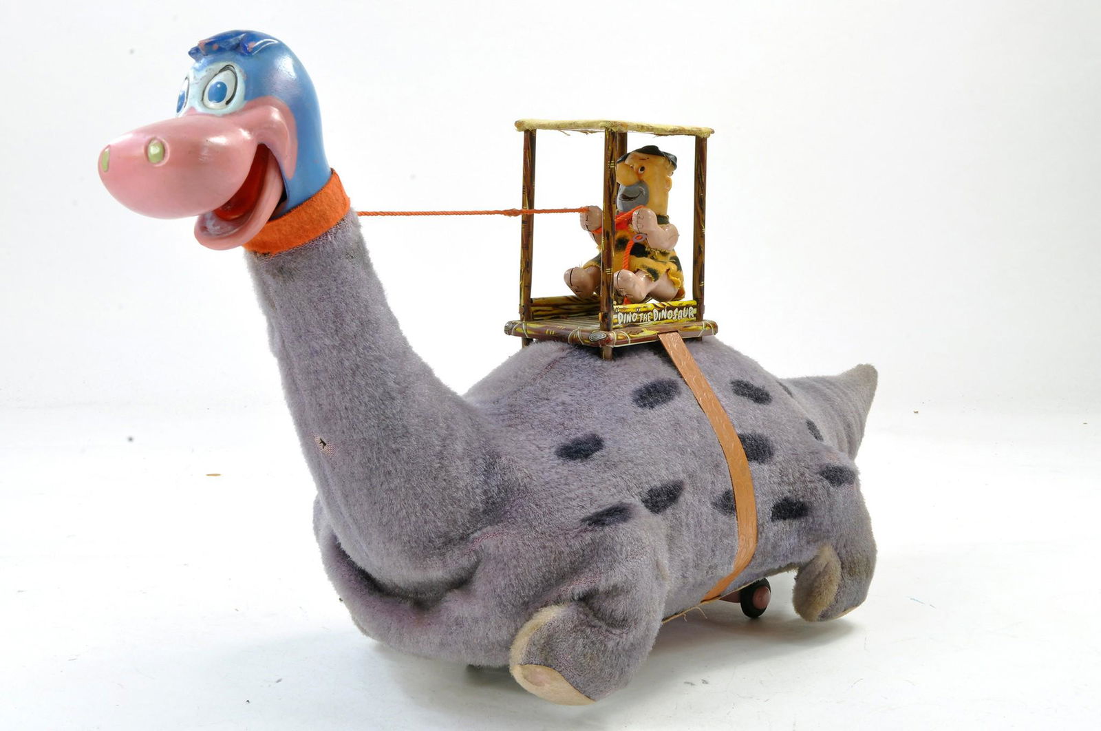 Marx Large Flintstones Battery Operated Dino the Dinosaur with Fred Riding. Working order. Generally (1 of 1)