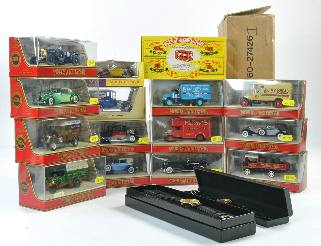 Matchbox Models of Yesteryear group of various promotional issues from different series plus a duo: Matchbox Models of Yesteryear group of various promotional issues from different series plus a duo of Matchbox Watches. Generally excellent in good to excellent boxes.
