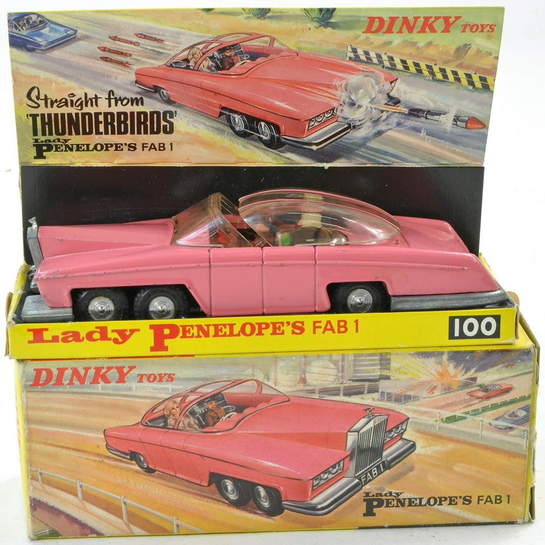 Dinky No. 100 Thunderbirds Lady Penelope's FAB 1. Deep Pink with plated interior inc figures. Very (1 of 1)