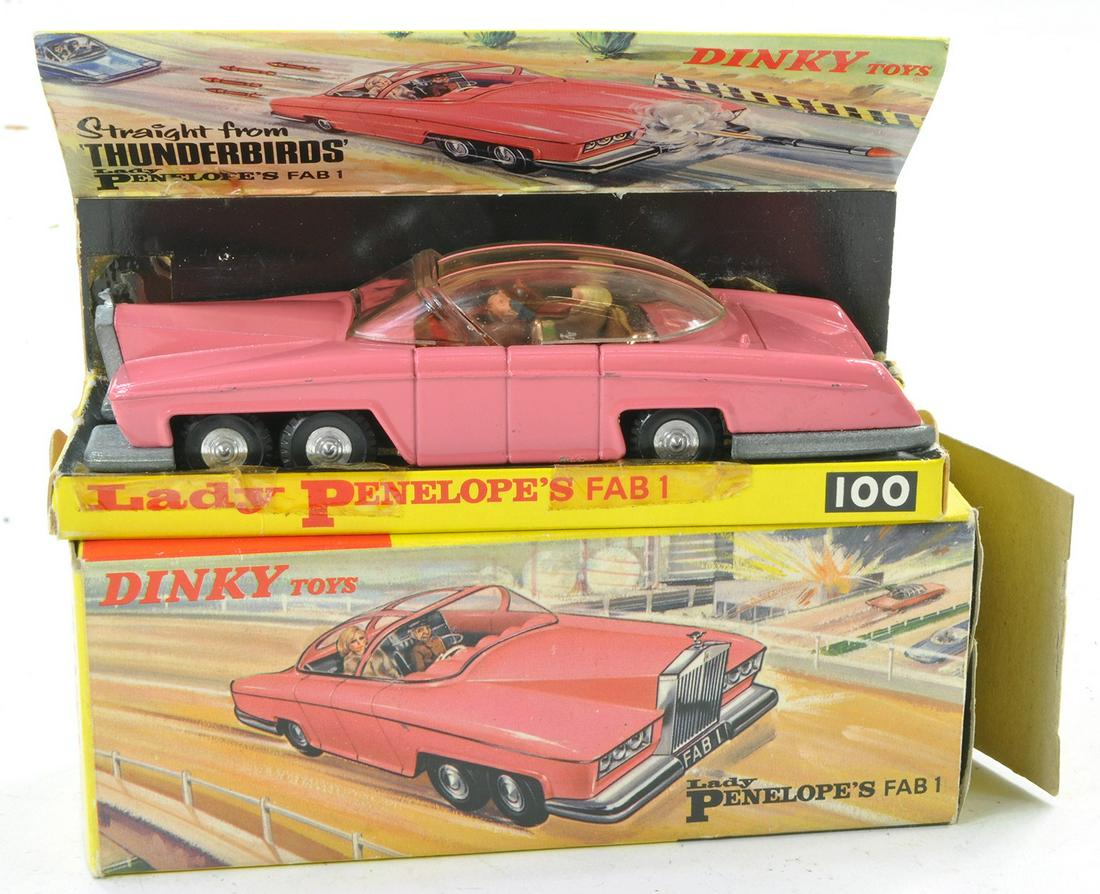 Dinky No. 100 Thunderbirds Lady Penelope's FAB 1. Deep Pink with plated interior inc figures. (1 of 1)