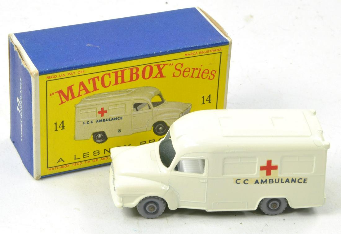 Matchbox Regular Wheels No. 14c Bedford Lomas Ambulance. White with white interior (inc stretcher), (1 of 1)