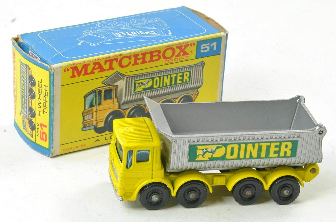 Matchbox Regular Wheels No. 51c AEC 8 Wheel Tipper 'Pointer'. Lemon yellow, silver back, chrome (1 of 1)