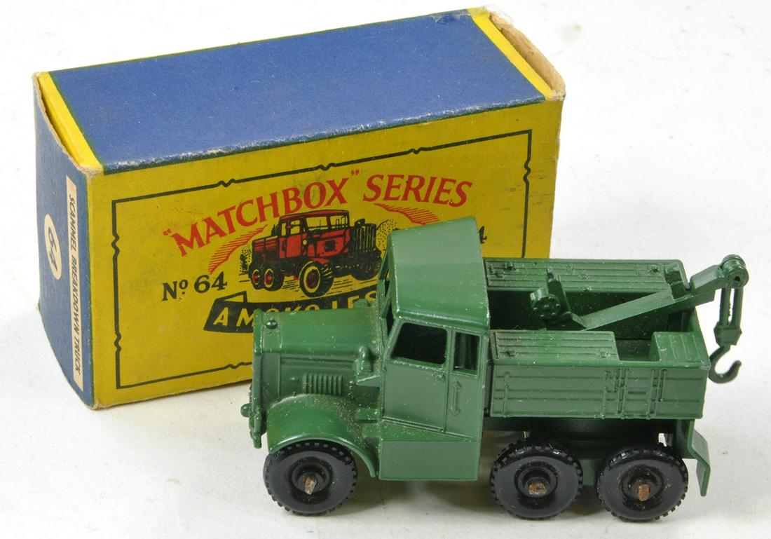 Matchbox Regular Wheels No. 64a Scammel Breakdown Truck. Green with Black Plastic Wheels. Very Good (1 of 1)