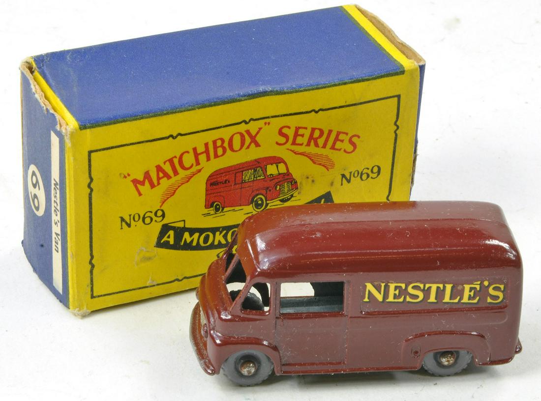 Matchbox Regular Wheels No. 69a Commer Nestles Van. Maroon with Grey Plastic Wheels. Silver Trim. (1 of 1)
