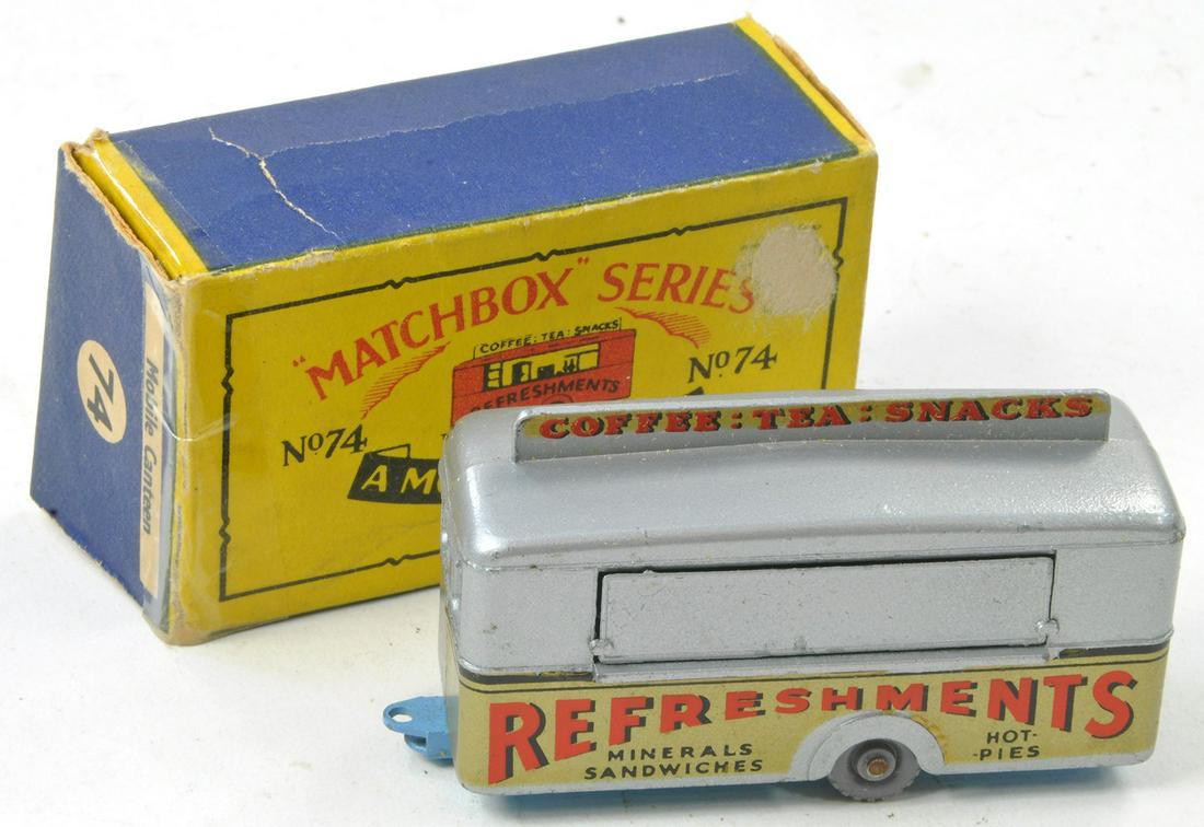 Matchbox Regular Wheels No. 74a Mobile Canteen. Silver with Light Blue Base. Grey Plastic Wheels. A (1 of 1)