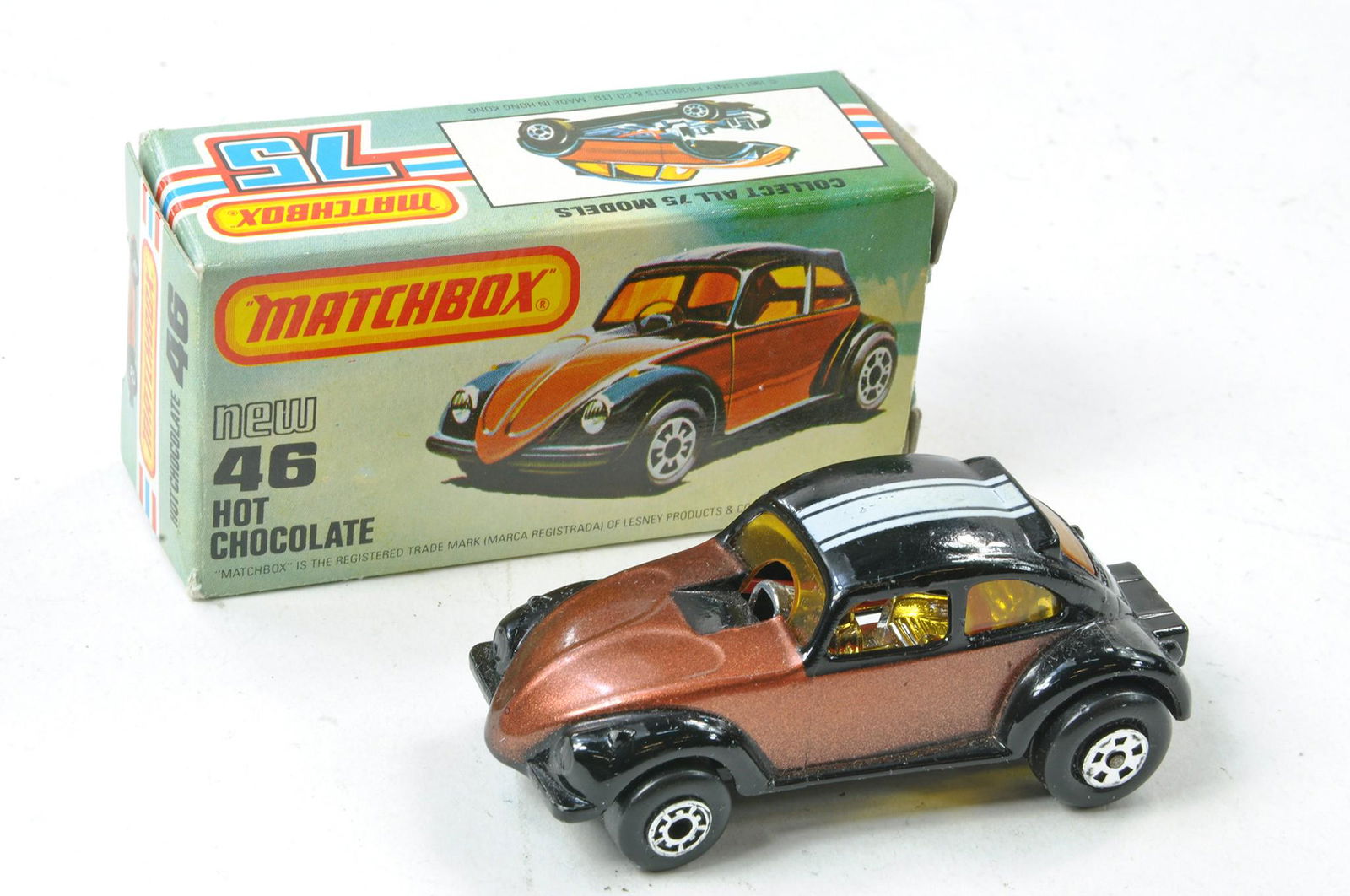 Matchbox Superfast No. 46d Hot Chocolate. Made in Hong Kong. Bronze / black with matt black base, (1 of 2)