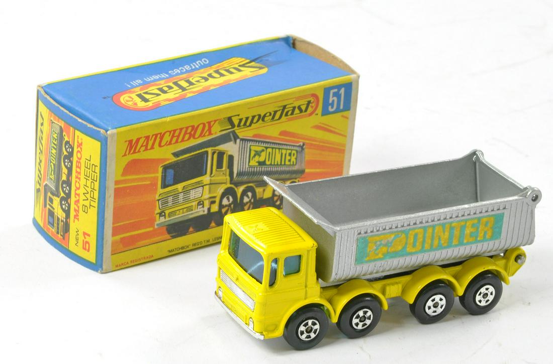 Matchbox Superfast No. 51a AEC 8 Wheel Tipper. Lemon Yellow with chrome base, silver back with (1 of 1)