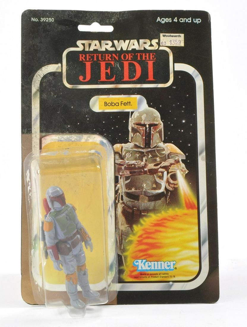 Kenner Star Wars Carded Figure comprising Return of the Jedi Boba Fett. Recarded on 65 back. Bubble: Kenner Star Wars Carded Figure comprising Return of the Jedi Boba Fett. Recarded on 65 back. Bubble away from card.