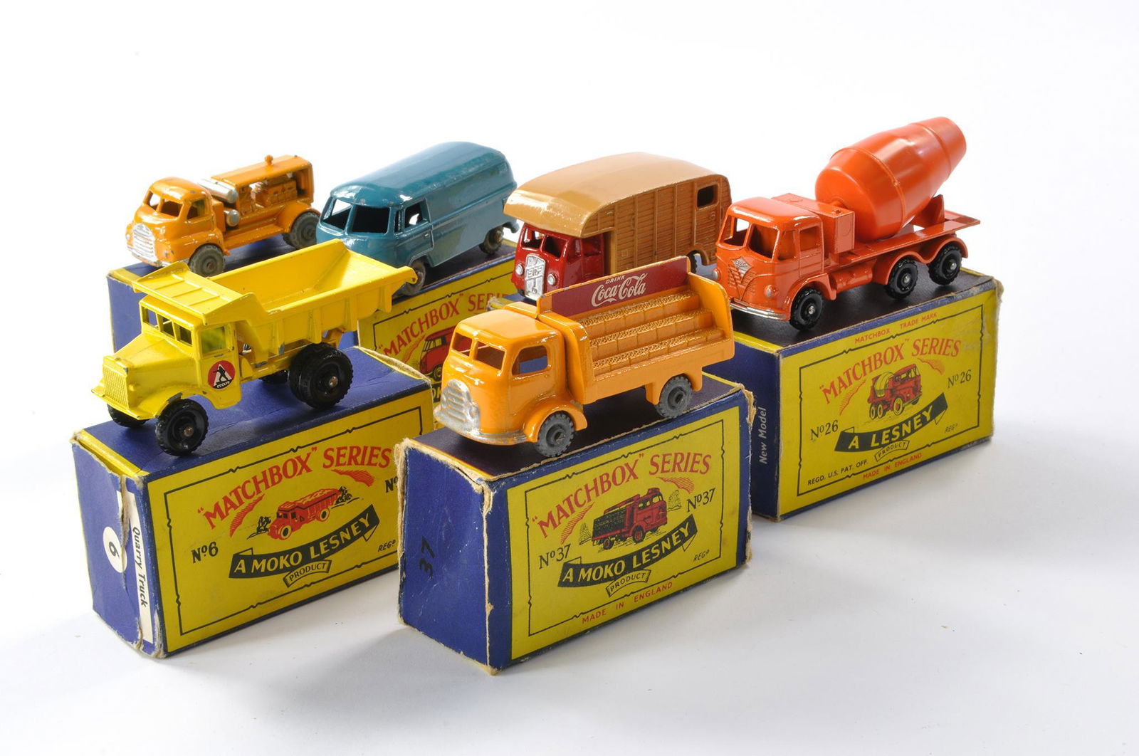 Group of 6 Matchbox Regular wheels comprising of numbers 28, 34, 6, 35, 37 and 26. Conditions range (1 of 3)