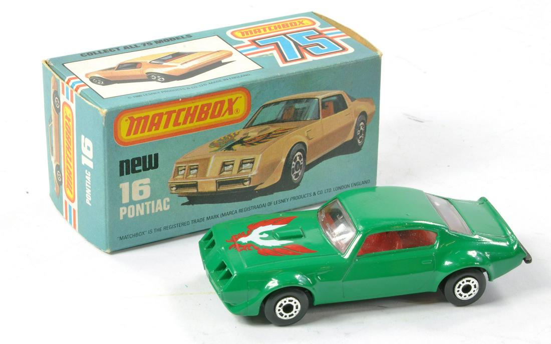 Matchbox Superfast No. 16b Pontiac. Made in Bulgaria. Dark Green with red interior. Universal (1 of 2)