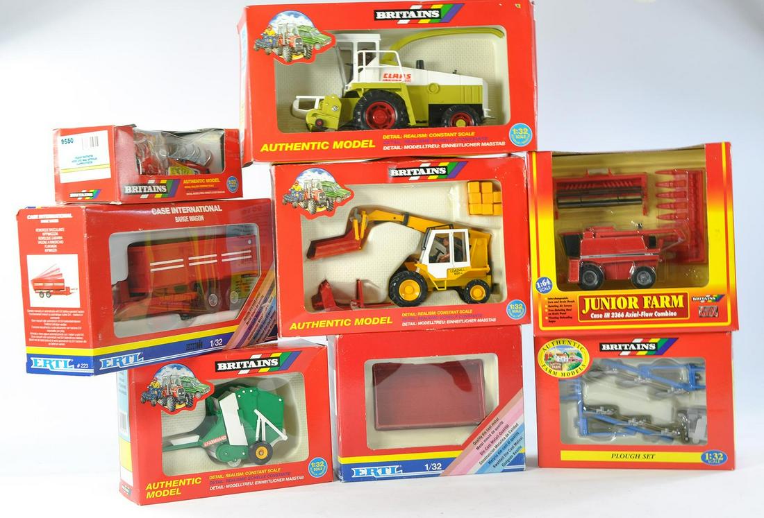 Farm Model Group comprising Britain's 9573 Claas Forage Harvester, Britain's 9519 JCB, ERTL Case (1 of 1)