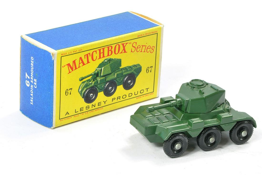 Matchbox Regular Wheels No. 67a Saladin Armoured Car. Excellent with very little sign of wear in: Matchbox Regular Wheels No. 67a Saladin Armoured Car. Excellent with very little sign of wear in excellent D2 type box. Fine example.