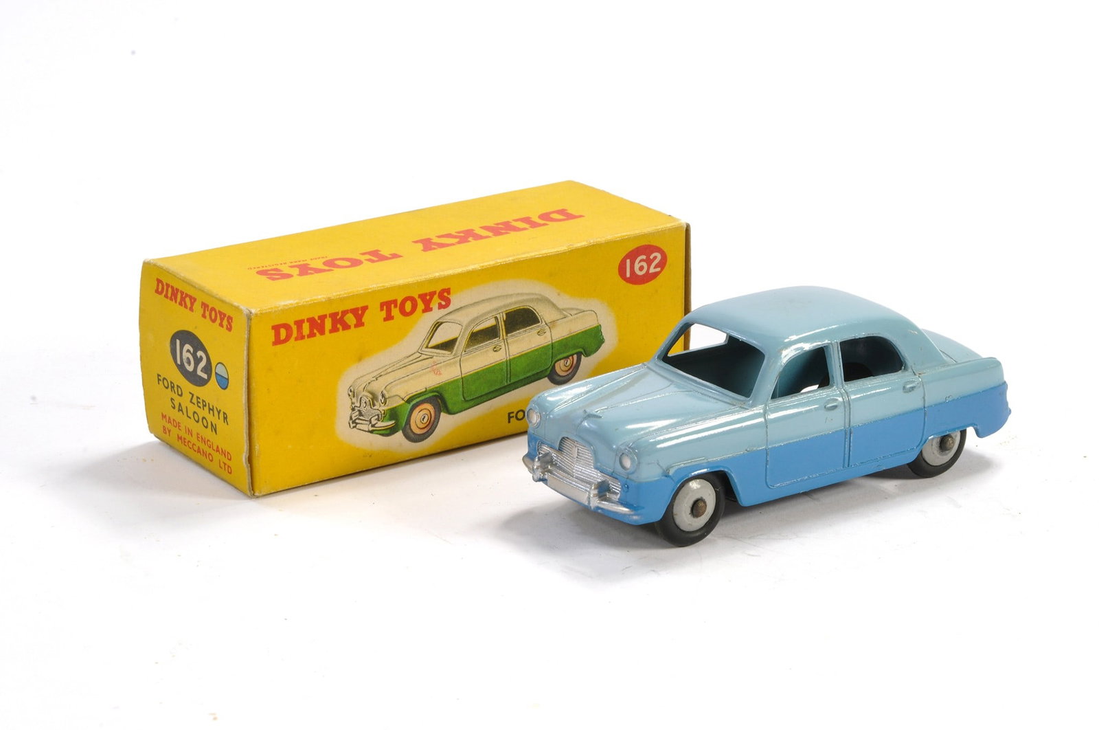 Dinky No. 162 Ford Zephyr Saloon. Two tone blue with grey hubs. Generally excellent with very little (1 of 1)