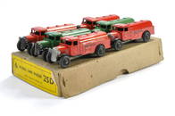 Dinky No. 25D Trade box of 6 x Petrol Tank Wagon. four in red, two green. Mostly very good or