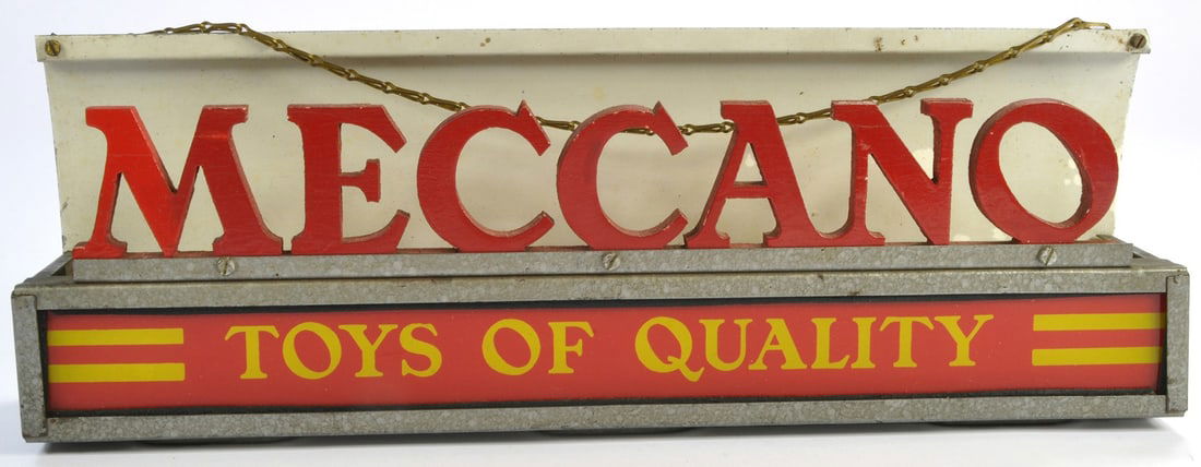 Meccano (Dinky) Illuminated Shop Display Sign by Enfield Metal Works (maker label to rear). Sign (1 of 1)