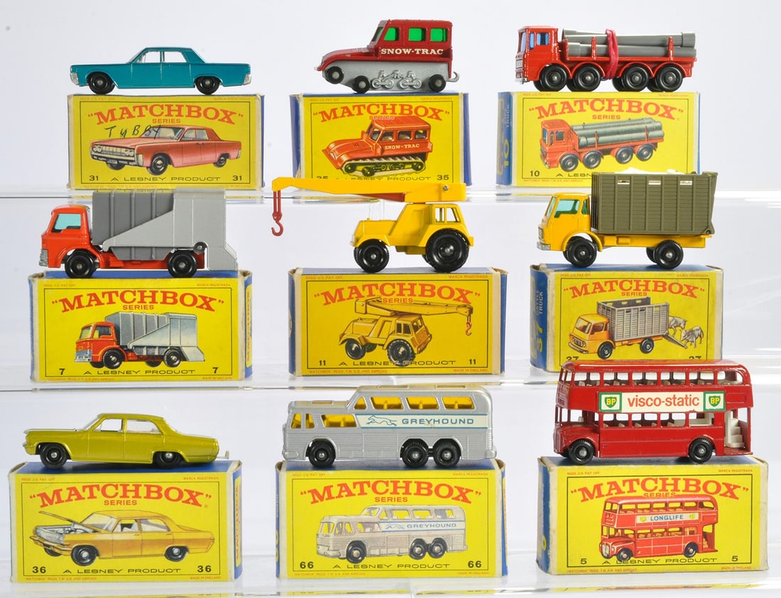 Matchbox Regular wheels comprising nine boxed issues as shown. Cattle truck (still on sprue), Opel (1 of 1)
