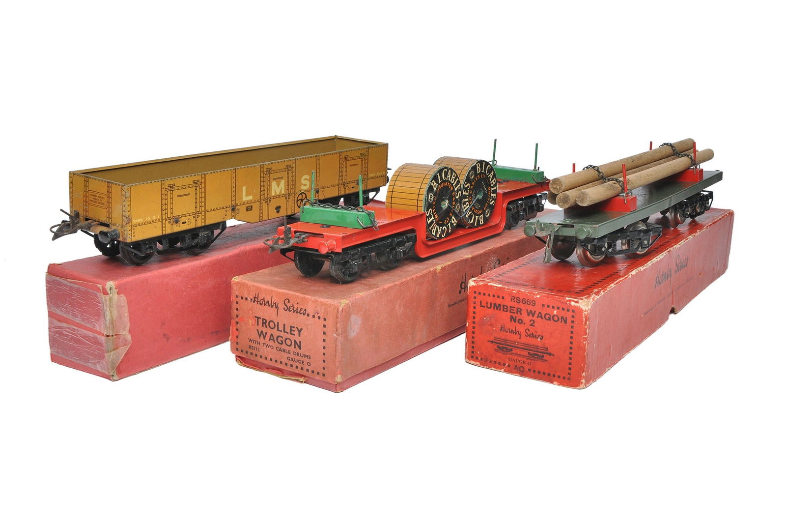 Hornby Model Railway O Gauge Lumber Wagon No.2, LMS High Capacity Wagon  plus Trolley Wagon with two (1 of 1)
