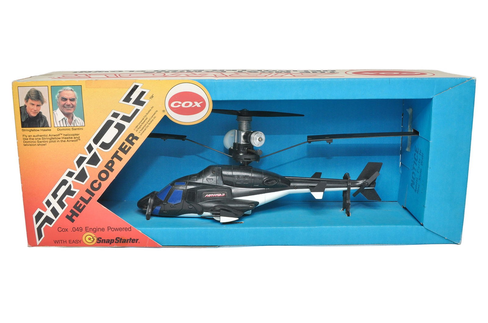 Cox No. 4700 Airwolf Engine Powered Helicopter. Excellent with no obvious sign of use in excellent: Cox No. 4700 Airwolf Engine Powered Helicopter. Excellent with no obvious sign of use in excellent box. Rare.