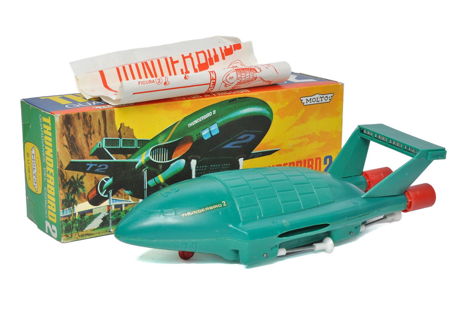Molto (Spain) Plastic Friction Driven (Gerry Anderson) Thunderbird 2. Complete with secondary (1 of 2)