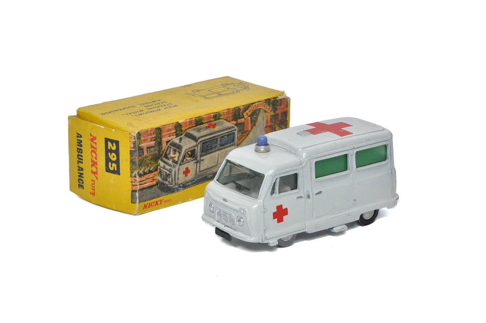 Dinky / Nicky Toys No. 295 Ambulance. Off-White. Generally very good to excellent with the odd minor: Dinky / Nicky Toys No. 295 Ambulance. Off-White. Generally very good to excellent with the odd minor sign of age related wear in very good original box.