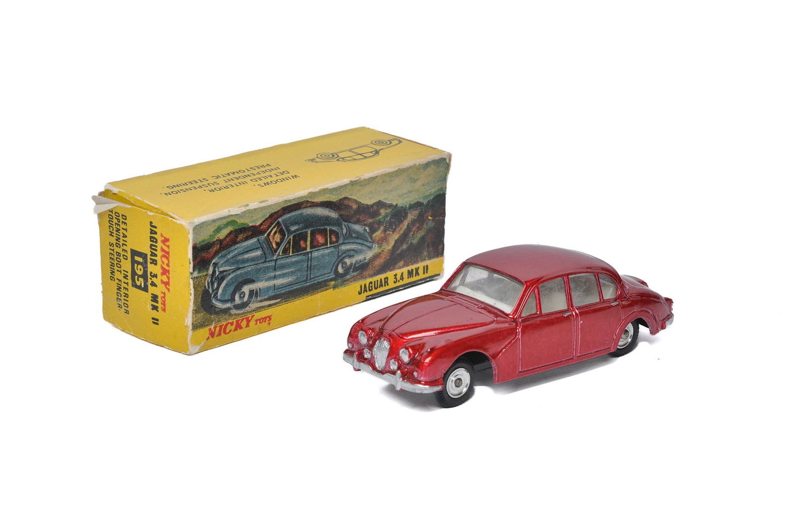 Dinky / Nicky Toys No. 195 Jaguar 3.4 MKII. Darker Metallic Red. Generally very good to excellent (1 of 1)