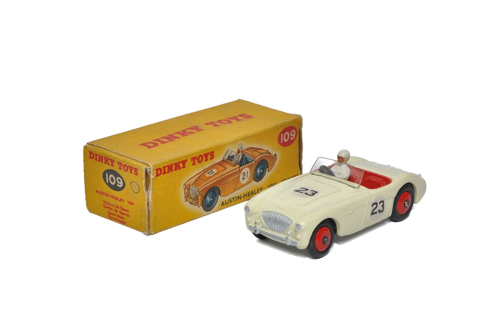 Dinky No. 109 Austin Healey 100 Sports. Cream with red interior. Generally excellent, the odd spot (1 of 1)