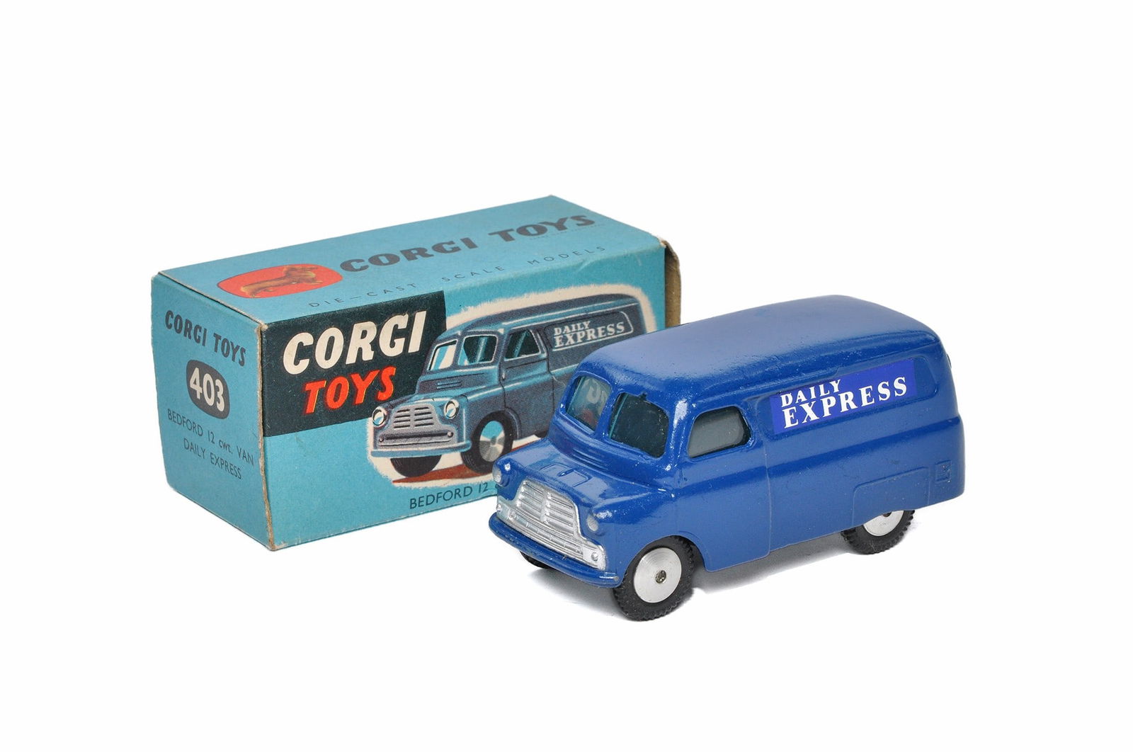 Corgi No. 403 Bedford Daily Express Van. Blue. Generally very good, little sign of age related wear. (1 of 1)