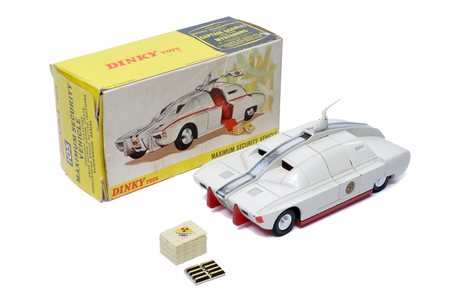 Dinky No. 105 Captain Scarlet Maximum Security Vehicle. Displays very good to excellent inc crate.: Dinky No. 105 Captain Scarlet Maximum Security Vehicle. Displays very good to excellent inc crate. In good box.