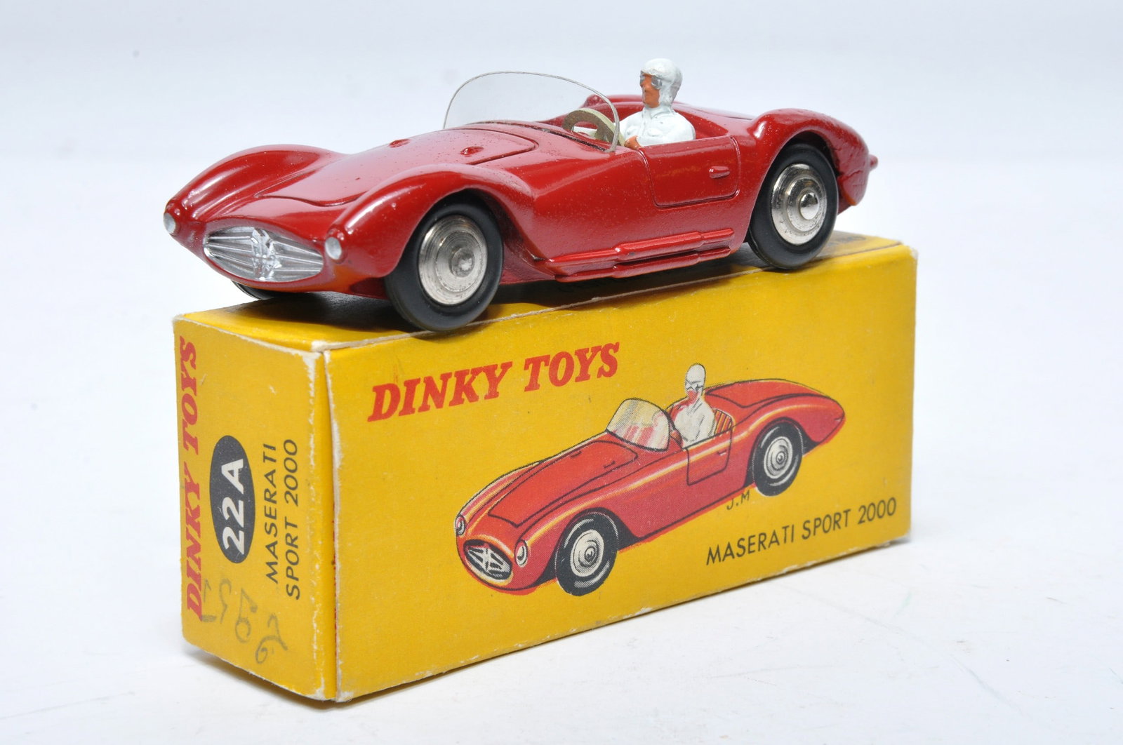 French Dinky No. 22a Maserati Sport 2000. Single issue is in red, with chrome hubs, plus driver, as (1 of 2)