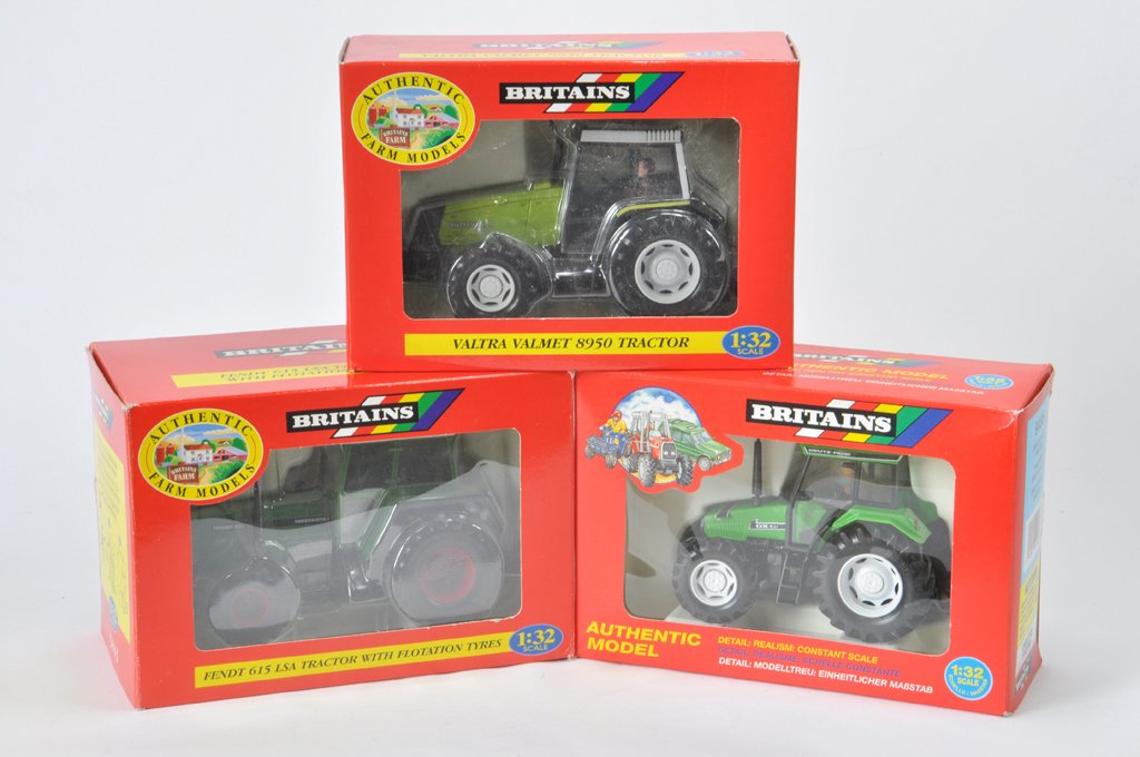 Britains Farm Tractor Selection including Special: Britains Farm Tractor Selection including Special Edition Claas Valtra Valmet 8950, Fendt 615 on Flotations and Deutz 4.57. All A in A boxes. (3)
