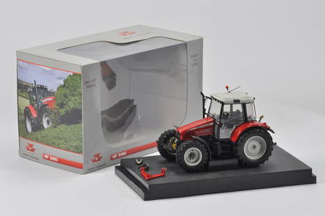 Massey Ferguson 5455 in 1/32 Scale. Rare Robert Peters: Massey Ferguson 5455 in 1/32 Scale. Rare Robert Peters custom hand made model. Additional Front Linkage attachment requires some attention but otherwise A with box.