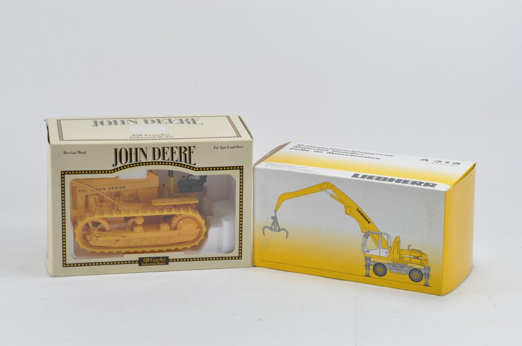 Ertl 1/16 Scale John Deere 430 Crawler Tractor plus NZG: Ertl 1/16 Scale John Deere 430 Crawler Tractor plus NZG Liebherr A316 Material Handler. A in A/B boxes. (2)