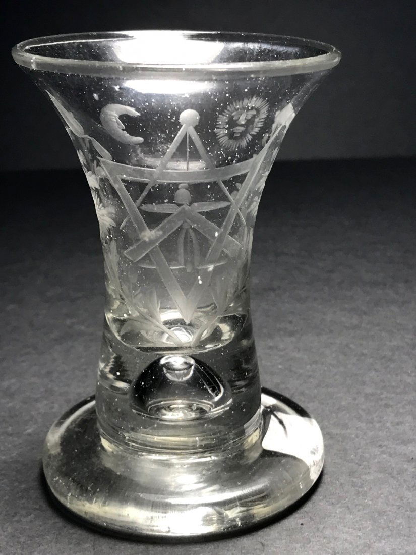 ENGRAVED MASONIC FIRING GLASS: (1 of 5)