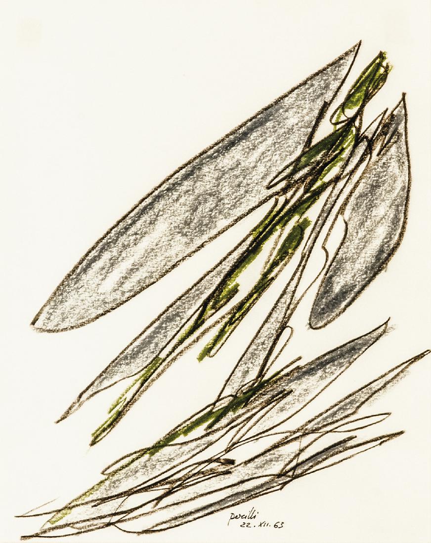ACHILLE PERILLI - Untitled, 1963: ACHILLE PERILLI Rome, 1927 Untitled, 1963 Pastel on paper, 33 x 26 cm Signed and dated lower center: Perilli 22. XII. 63