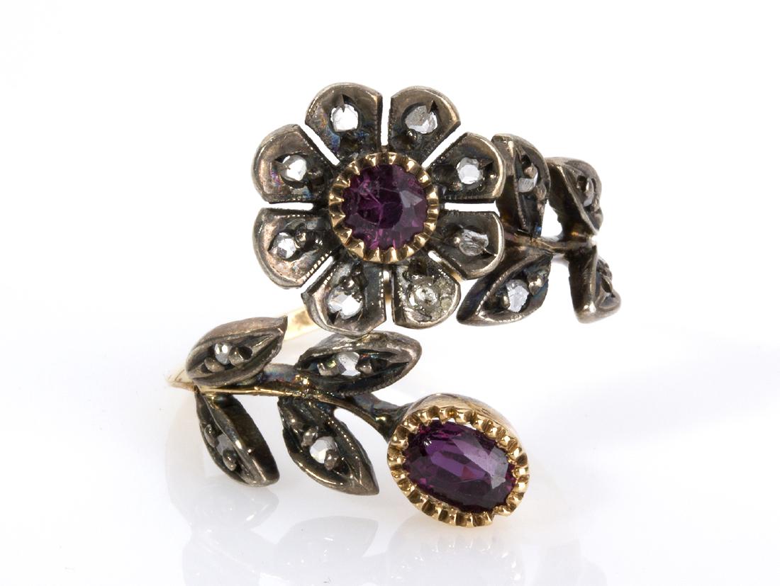 GOLD SILVER DIAMOND RUBY RING (1 of 3)