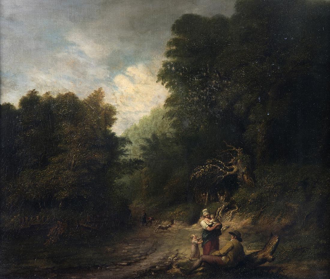 FRANCIS WHEATLEY - Landscape: FRANCIS WHEATLEY (London 1747-1801) Landscape Oil on canvas, 54 x 71 cm This artwork is a landscape attributed to Francis Wheatley, an English artist who studied at William Shipley's drawing school an
