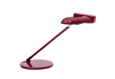 BRUNO GECCHELIN - â€œRingâ€ table lamp, 1979: BRUNO GECCHELIN Milano, 1939 â€œRingâ€ table lamp, 1979 Dark red laquered metal structure, adjustable lampshade, 38 x 22 x 58 cm Arteluce production PUBLICATIONS G. Gramigna, 1950/1980 Repertor
