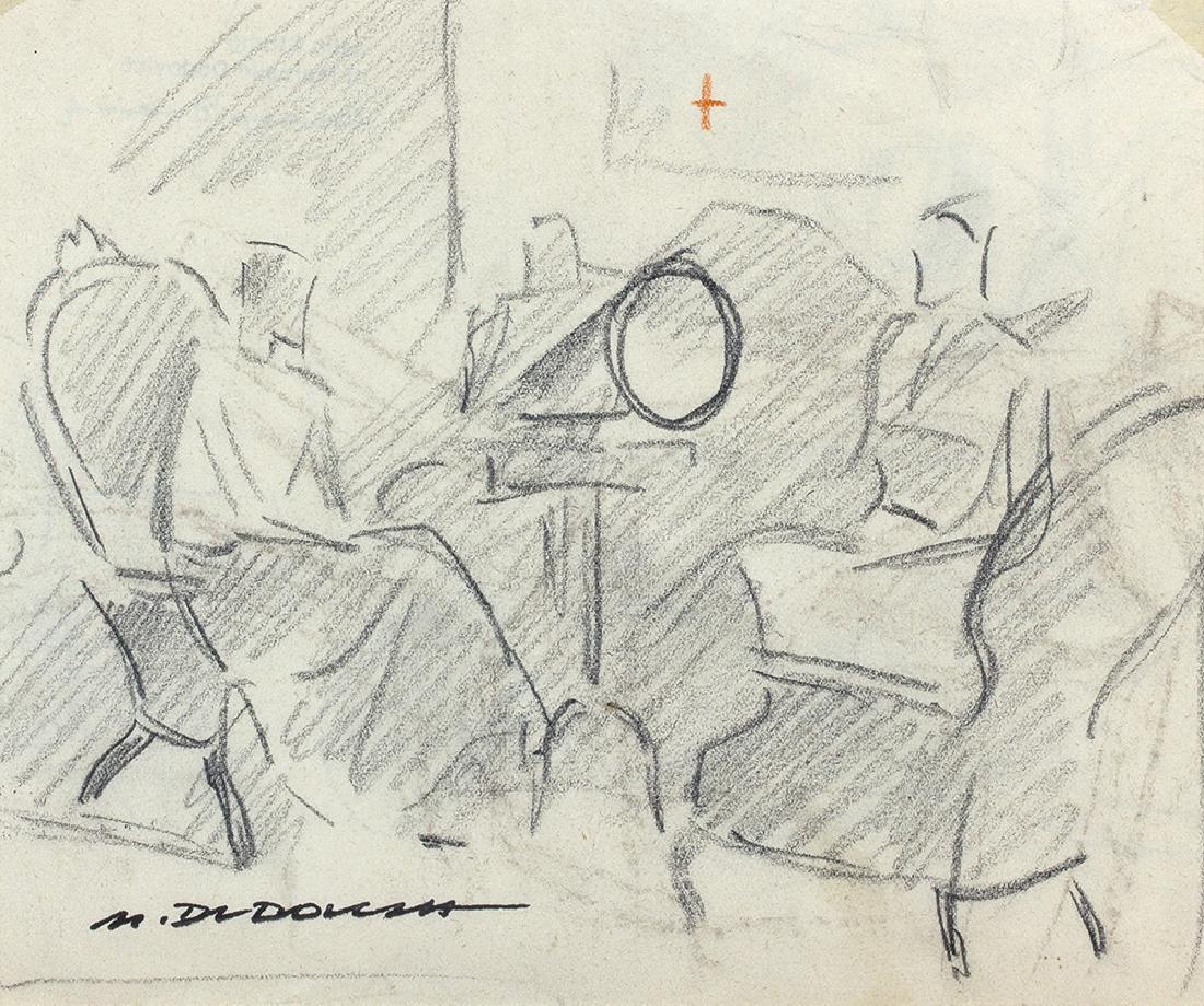 MARCELLO DUDOVICH - Living room with gramophone, 1940: MARCELLO DUDOVICH Trieste 1878 â€“ Milan 1962 Living room with gramophone, 1940 Pencil on paper, 15,5 x 18,7 cm Signed lower left: M. Dudovich On the back label and stamp Arte Centro, Milano EXHI