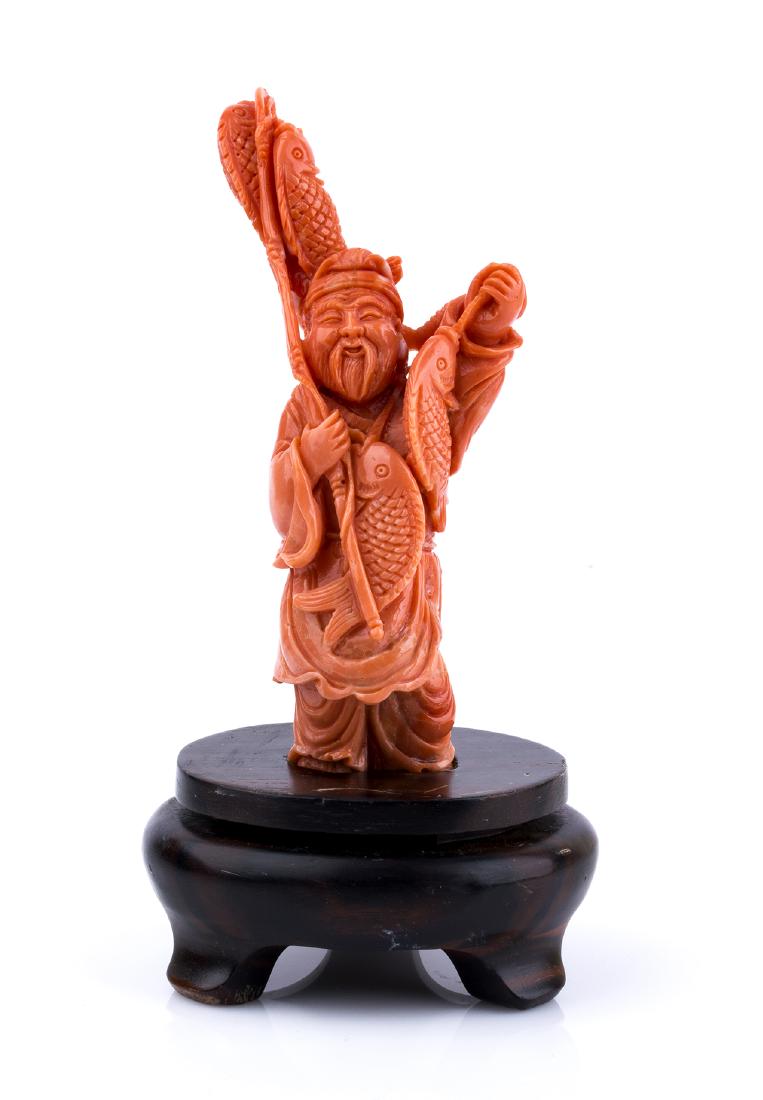 CARVED CORAL DEPICTING THE GOD EBISU - JAPAN, EARLY (1 of 4)