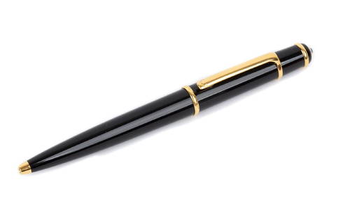 CARTIER PEN "DIABOLO DE CARTIER" COLLECTION: CARTIER PEN "DIABOLO DE CARTIER" COLLECTION Gilt metal and blue lacquered with gadrooned cap. Yellow-gold 18k. Signed "Pasha de Cartier", dated 1993 and numbered 1746. Item condition grading: ***** ex