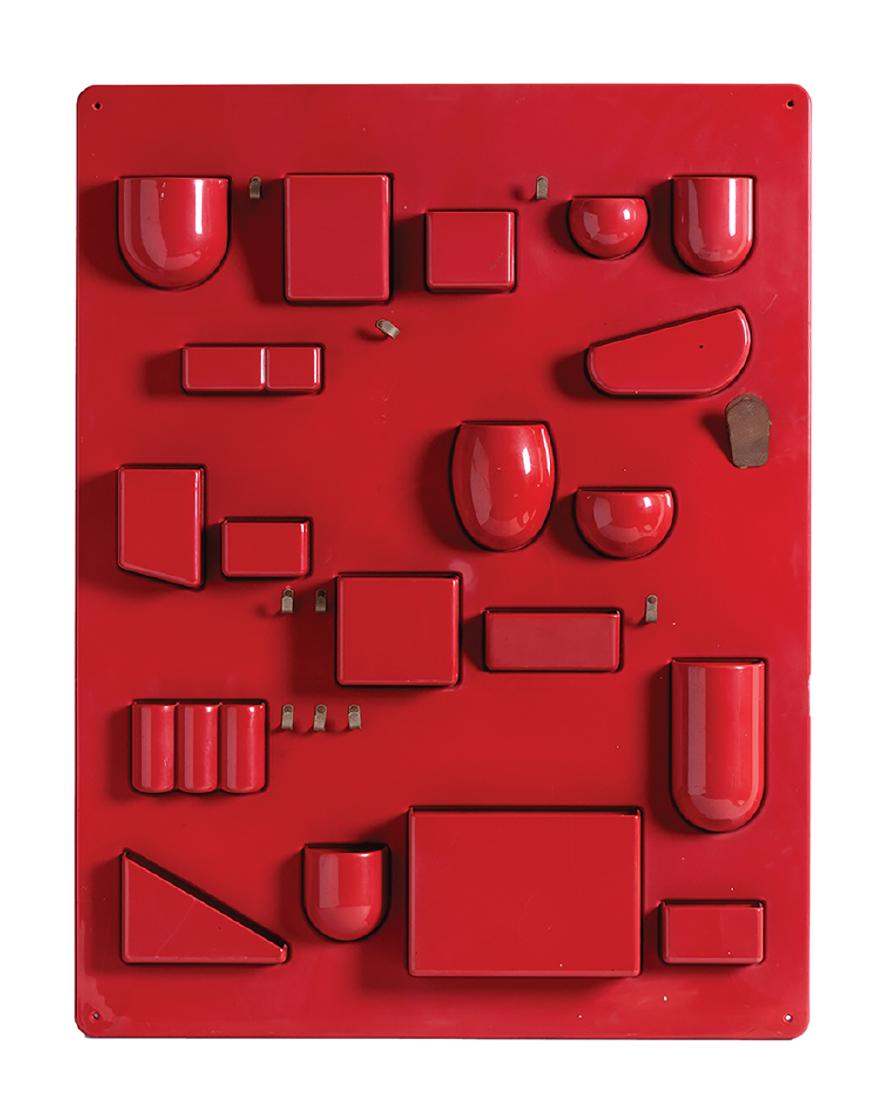 DOROTHÃ‰E BECKER - DESIGN M - "Uten.Silo II" red: DOROTHÃ‰E BECKER - DESIGN M "Uten.Silo II" red plastic panel Plaster, 85 x 65 x 7 cm The first version of this panel was made in the 1960s and had been chiatamata Wall-All ("all wall") produced by